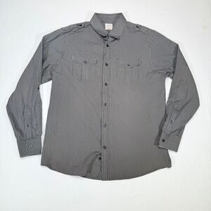 Old Navy Men's Classic Fit Striped Long Sleeve Button Down Shirt Size L